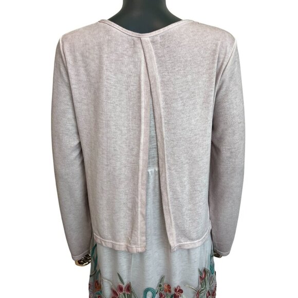 Simply Couture Dusty Pink Embroidered Floral Long Sleeve Dress Size Large NWT - Picture 6 of 11